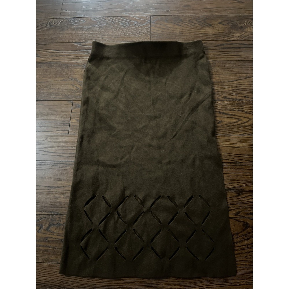 house of harlow straight cut out bottom skirt brown large